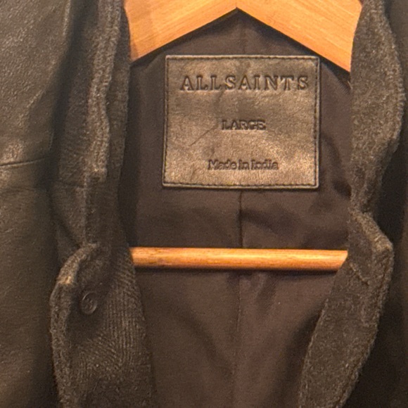 All Saints Survey Double Layered Leather Blazer - Picture 4 of 6